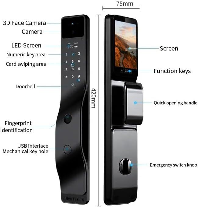 قفل تشخیص چهره Smart Pass مدل napoli رنگ مشکی